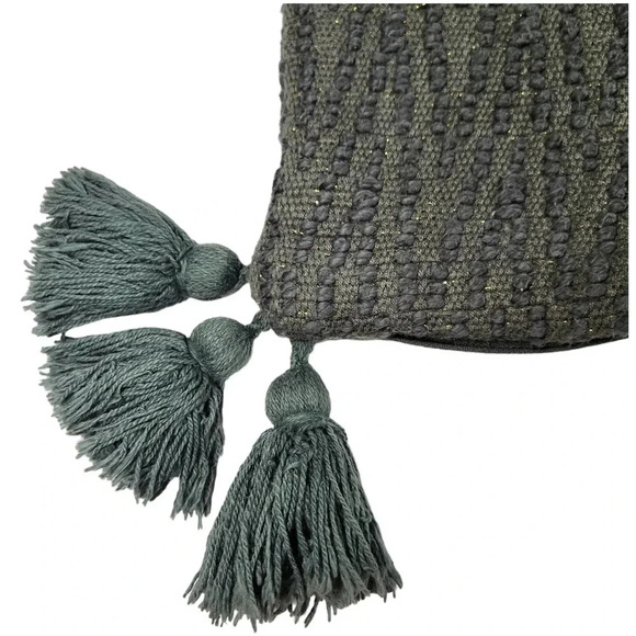 Nomad West Cozy Weave Chunky Knit Tassel Pillow Cover 14" x 24" - Picture 2 of 6